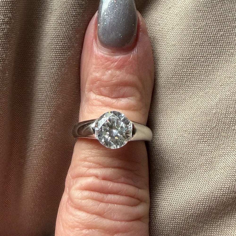 Diamonique Platinum Clad Solitaire Ring